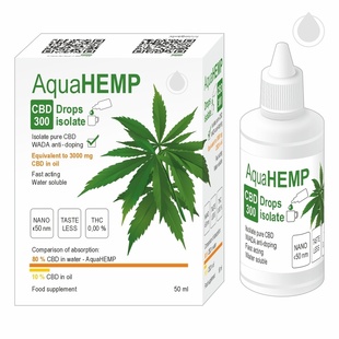 AquaHEMP CBD 300 Drops isolate 50ml, konopné kapky