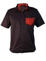 Košile krátká pánská HAVEN Agness Slimfit černá/červená