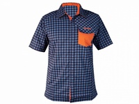 Košile krátká pánská HAVEN Agness Slimfit modrá/oranžová