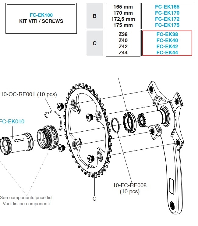 Převodník 13s Campagnolo EKAR 42z, vč.šroubů (r.v. 2021 - ....)