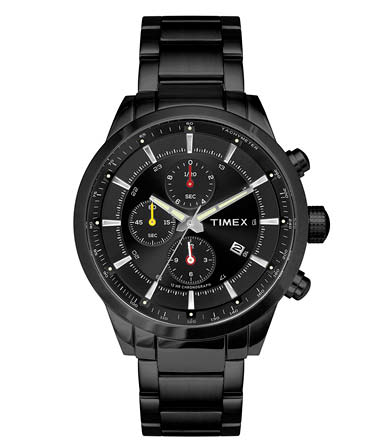 Hodinky Timex India E-CLASS, s černým ocelovým řemínkem