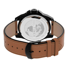 Hodinky Timex Boutique 44 mm, s datumovkou a hnědým koženým řemínkem