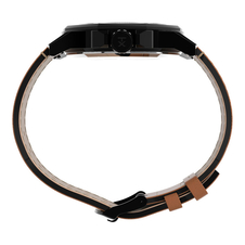 Hodinky Timex Boutique 44 mm, s datumovkou a hnědým koženým řemínkem