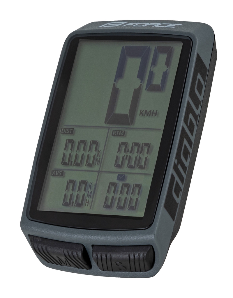 Cyklopočítač Force DIABLO 11 funkcí, drát, šedý