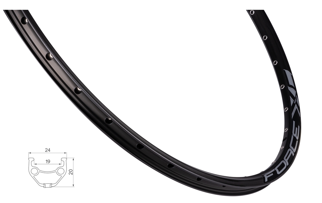 Ráfek Force XC BASIC DISC 584x19 32děr, černý