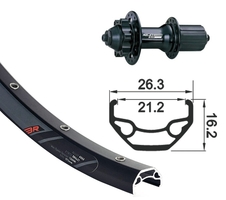 Zapletené kolo 26 XLC Rodi Black Rock disk 559-21 zadní 32 děr Niro