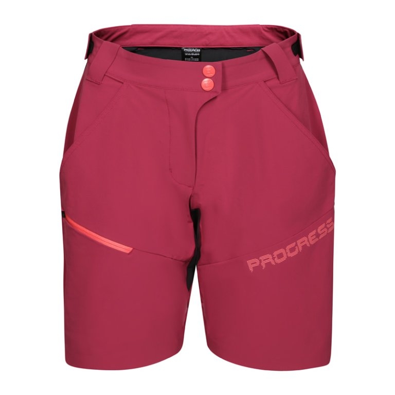 Kraťasy dámské Progress GENIA BIKE SHORTS vínové/černé