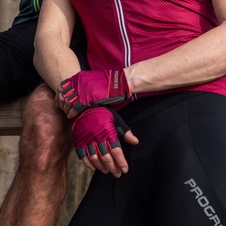 Rukavice cyklistické Progress SOLARIA MITTS vínovo/růžové