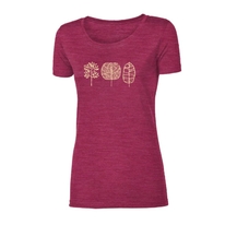 Triko krátké dámské Progress VINKA TREES merino vínový melír