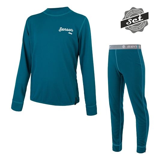 Triko dlouhé juniorské SENSOR DOUBLE FACE+spodky set safír