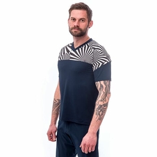 Dres krátký pánský SENSOR HELIUM deep blue/geometry