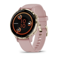Hodinky Garmin Venu 3S, Nerezová luneta Soft Gold, pouzdro Dust Rose, silikonový řemínek