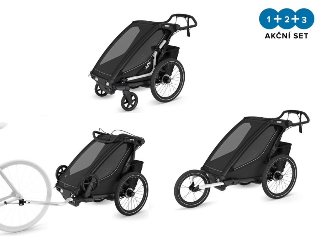 Vozík za kolo Thule Chariot Sport 2 G3 SINGLE Black + bike set + kočárkový set + běžecký set