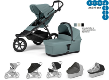 Kočárek Thule Set 7v1 Urban Glide 3 Mid blue + pláštěnka + ochranná síť + madlo + korba Mid blue
