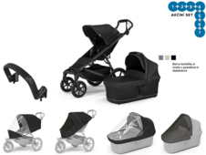 Kočárek Thule Urban Glide 4 Black + korba + pláštěnka + moskytiéra + madlo + pláštěnka korba + moskyt. korba