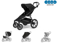 Kočárek Thule Urban Glide 4-wheel Black + madlo + pláštěnka + moskytiéra