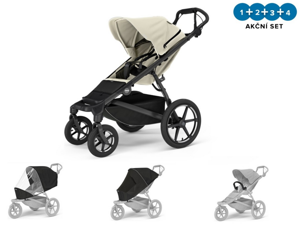Kočárek Thule Urban Glide 4-wheel Soft Beige + madlo + pláštěnka + moskytiéra
