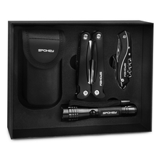 Sada multifunkčního nářadí v dárkové krabičce Spokey BOLD: nůž + kleště + svítilna s poutkem