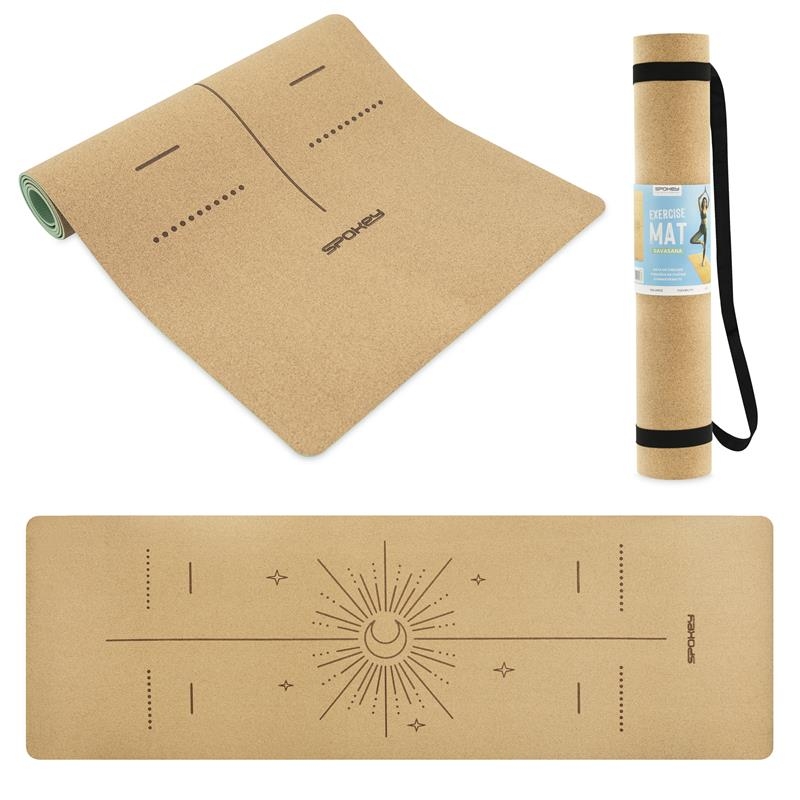 Korková jóga podložka Spokey SAVASANA LUNA, 183x61x0,4cm