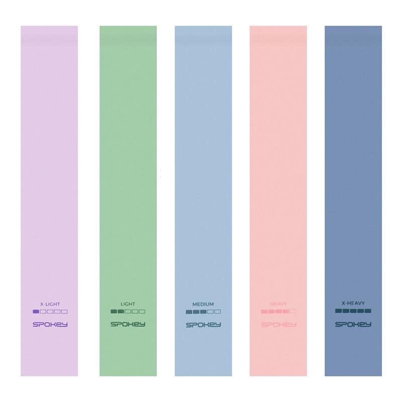 Sada 5 posilovacích gum + obal Spokey ARTIO SET, pastelové barvy