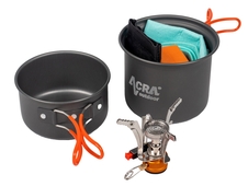 Camping set nádobí včetně plynového vařiče pro 1-2 osoby