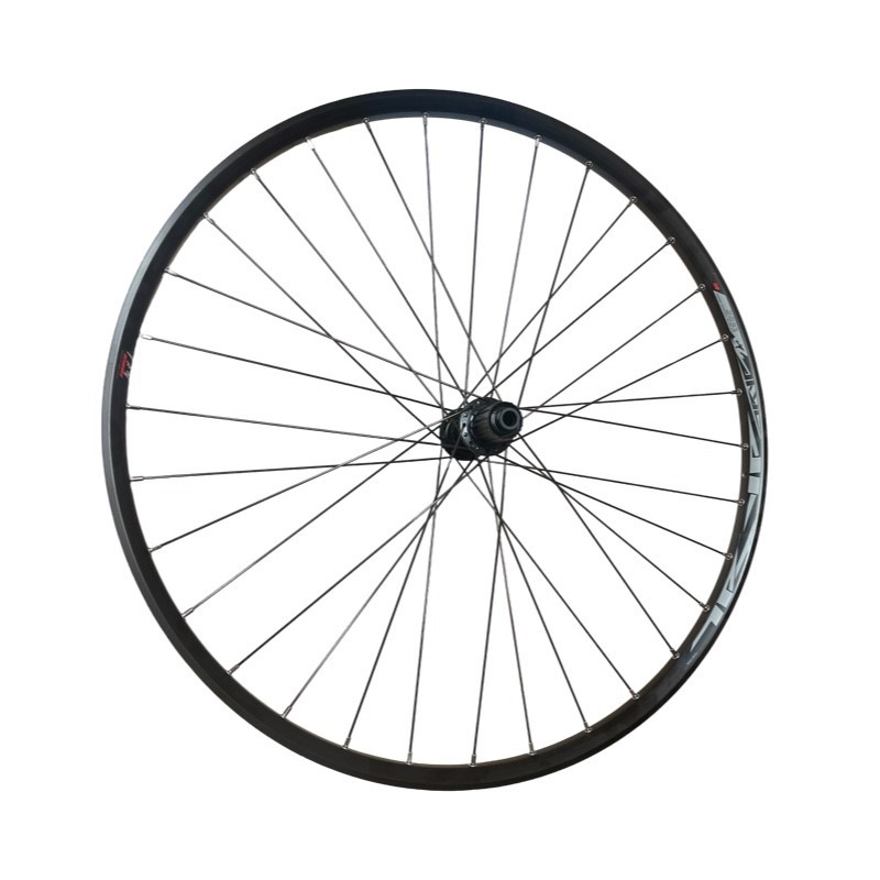 Zapletené kolo 584/27,5 zadní, ráfek Rodi TRYP 30 černý disc, náb. Sh MT400 kazeta 8-11sp 32 d. 