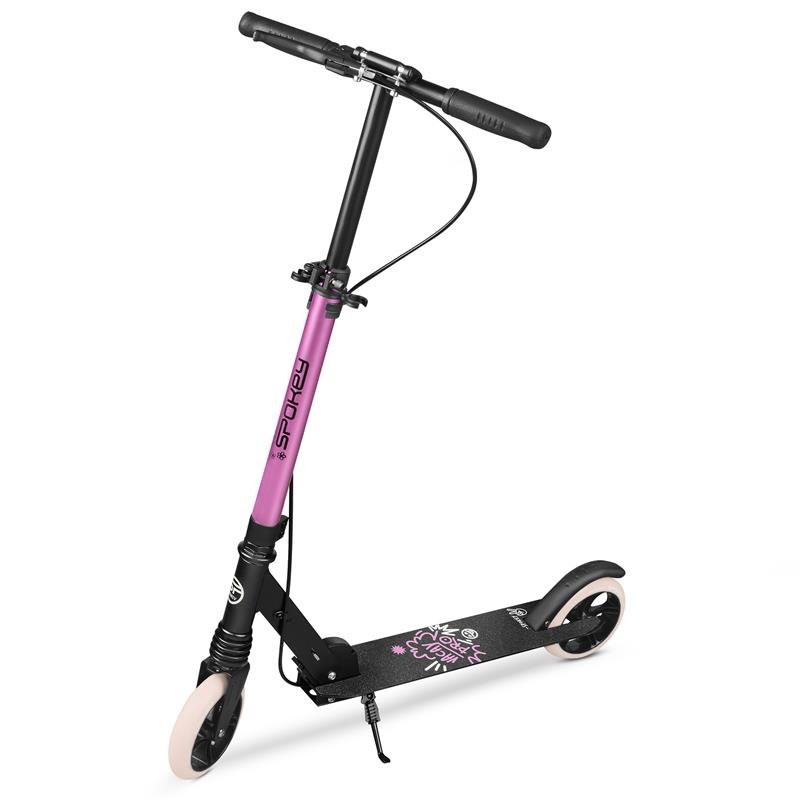 Koloběžka s ruční brzdou Spokey VACAY PRO, kolečka 145mm, růžová