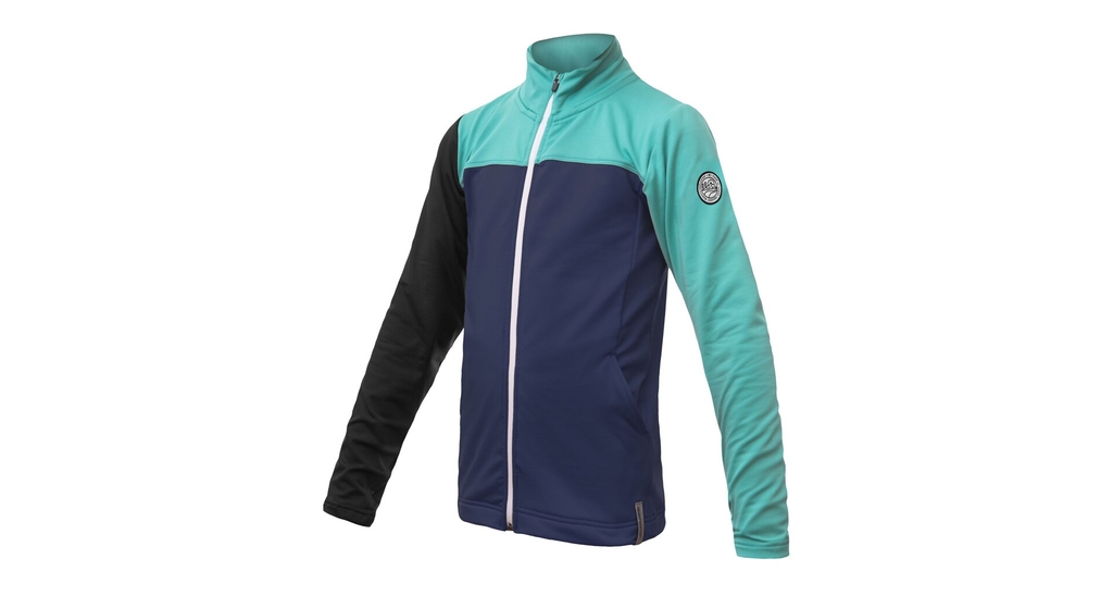 Dětská mikina celozip SENSOR COOLMAX THERMO deep blue/sea green/černá 