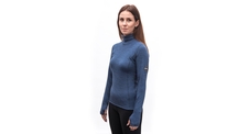 Dámské triko roll neck dl.rukáv SENSOR MERINO BOLD cool blue 