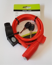 Zámek WAG lanko 1500x8mm spirála červený