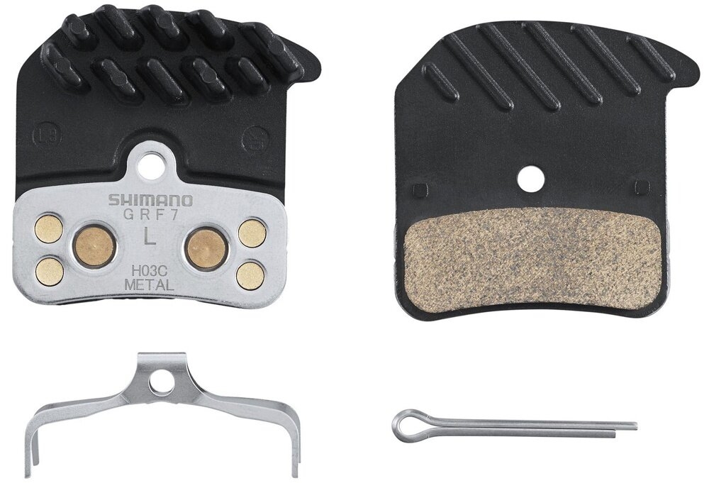 Brzdové destičky SHIMANO H03C-MFA metal, s chladiči čtyřpístkové