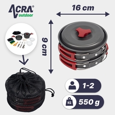 Camping set nádobí alluminium pro 1-2 osoby