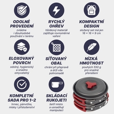 Camping set nádobí alluminium pro 1-2 osoby