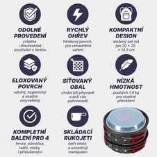 Camping set nádobí alluminium pro 3-4 osoby