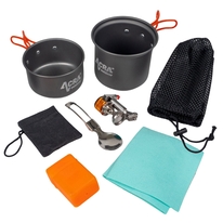 Camping set nádobí včetně plynového vařiče pro 1-2 osoby