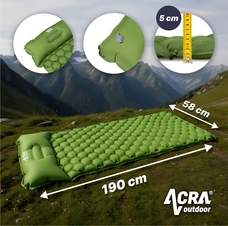 Nafukovací karimatka s polštářkem zelená 5cm