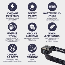 Outdoor čelová svítilna Acra LAMP2