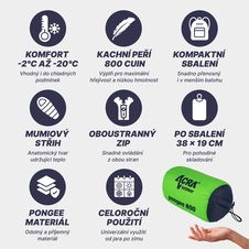 Péřový spací pytel Pongee 800 - 210cm, kachní peří