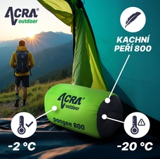 Péřový spací pytel Pongee 800 - 210cm, kachní peří
