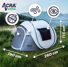 Outdoor ST31 samorozkládací stan pro 2-3 osoby/2seconds - stříbrný se zatmavením