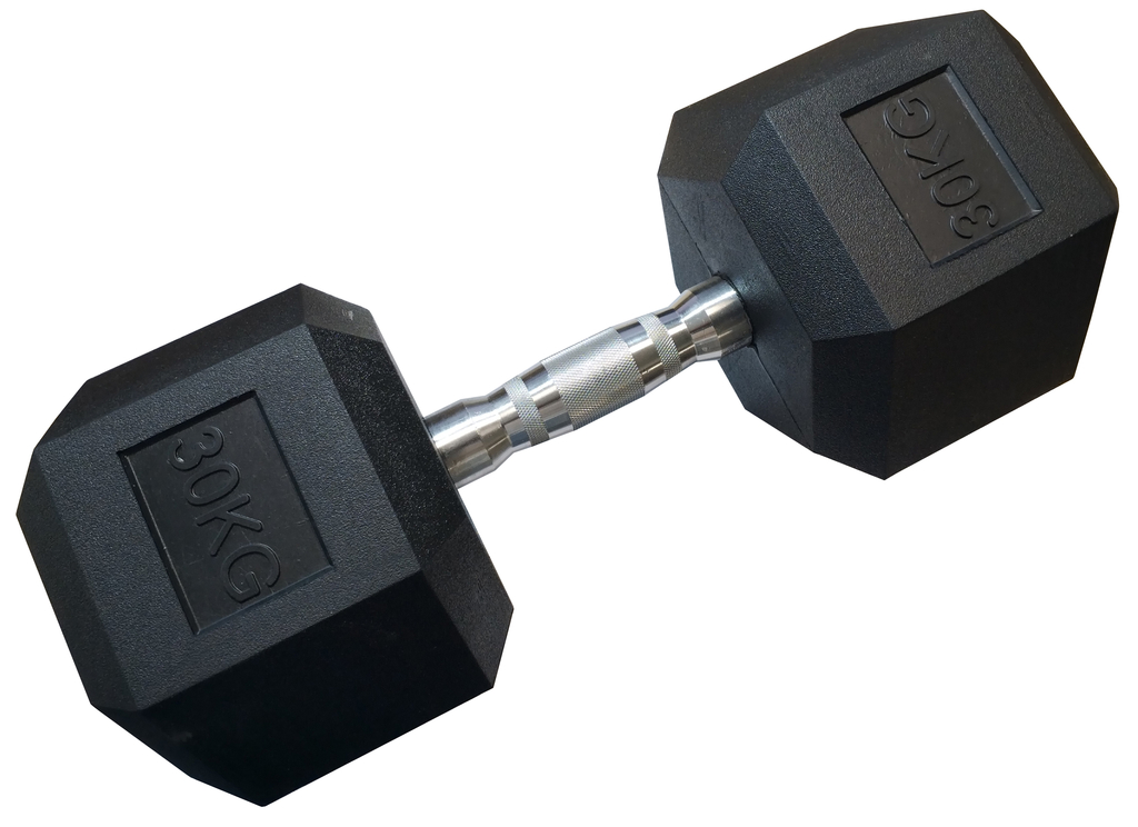 Jednoruční šestihranná HEX činka 30kg pogumovaná