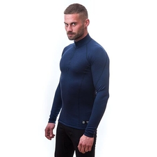 Triko dlouhé pánské SENSOR MERINO DOUBLE FACE zip tm. modré