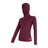 Triko dlouhé dámské SENSOR MERINO DOUBLE FACE s kapucou lilla
