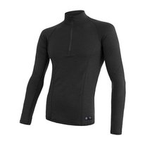 Triko dlouhé pánské SENSOR MERINO DOUBLE FACE zip černé