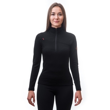 Dámská mikina krátký SENSOR MERINO UPPER zip černá 