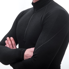 Pánské triko dl.rukáv zip SENSOR MERINO DF černá 