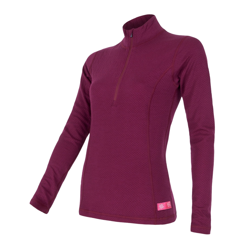 Dámské triko dl.rukáv zip SENSOR MERINO DF lilla 