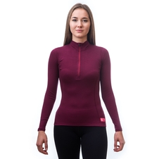 Dámské triko dl.rukáv zip SENSOR MERINO DF lilla 