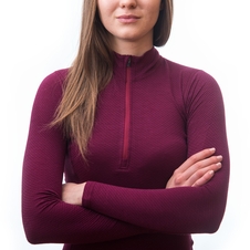 Dámské triko dl.rukáv zip SENSOR MERINO DF lilla 