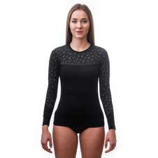 Dámské triko dl.rukáv SENSOR MERINO IMPRESS černá/pattern 